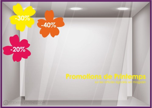 Kit de Stickers Promotions de Printemps soldes pourcentage lettrage adhesif mode maroquinerie parfumerie opticien