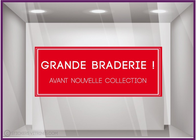 Sticker Grande Braderie soldes promotions destockage vitrophanie vitrine devanture boutique mode maroquinerie
