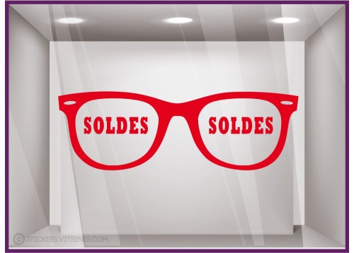 Sticker Soldes Opticien magasin enseigne stickers lunettes lettrage adhésif 