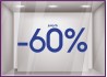 Sticker Jusqu'à -60% soldes vitrine vitrophanie liquidation 