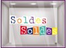 Sticker Soldes Dactylo Adhésif multicolore carré originale collez devanture de magasin commerce autocollant adhésif