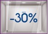 Sticker Jusqu'`a -30% lettrage autocollant géant mode maroquinerie bijouterie opticien vitrophanie