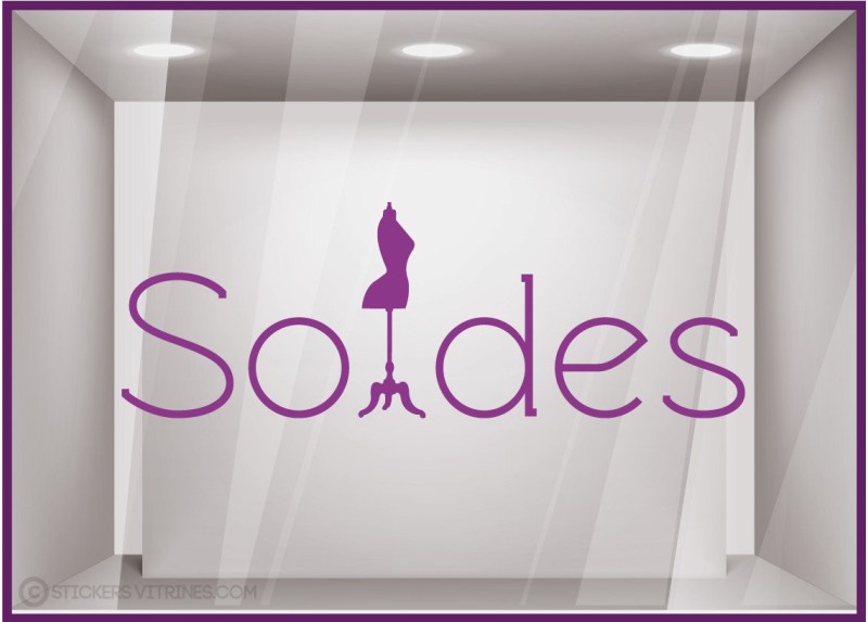 Sticker Soldes Mannequin destockage offres promotionnelles promotions braderie liquidation mode chaussures lettrage adhesif 