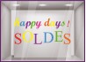 Sticker Soldes Happy Days calicot lettrage adhesif boutique mode opticien parfumerie devanture vitrophanie 