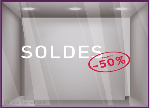 Sticker Soldes Tampon -50% promotion offre promotionnelle destockage braderie liquidation mode chaussure caviste parfumerie 