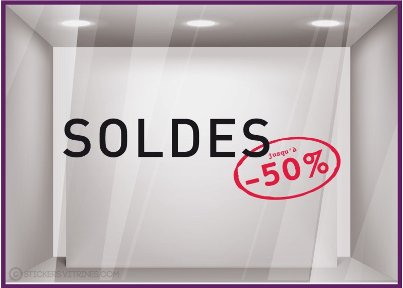 Sticker Soldes Tampon -50% promotion offre promotionnelle destockage braderie liquidation mode chaussure caviste parfumerie 