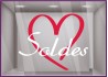 Sticker Soldes Coeurs maman mode parfumerie beaute lettrage adhesif vitrophanie calicot destockage braderie liquidation