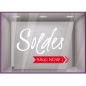 Sticker Soldes Shop Now autocollant calicot vitrophanie adhésif devanture vitrine magasin
