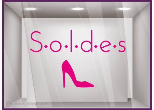 Sticker Soldes Chaussures Femmes Mode Maroquinerie Sticker Lettrage Escarpin Talon Aiguille Elégant 