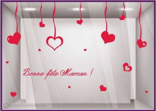 Kit de Stickers Bonne Fete Maman fete des meres mode institut beaute parfumerie bijouterie coeurs calicot