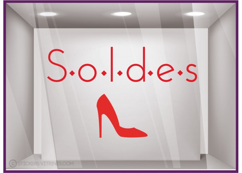 Sticker Soldes Chaussures Femmes Mode Maroquinerie Sticker Lettrage Escarpin Talon Aiguille Elégant 