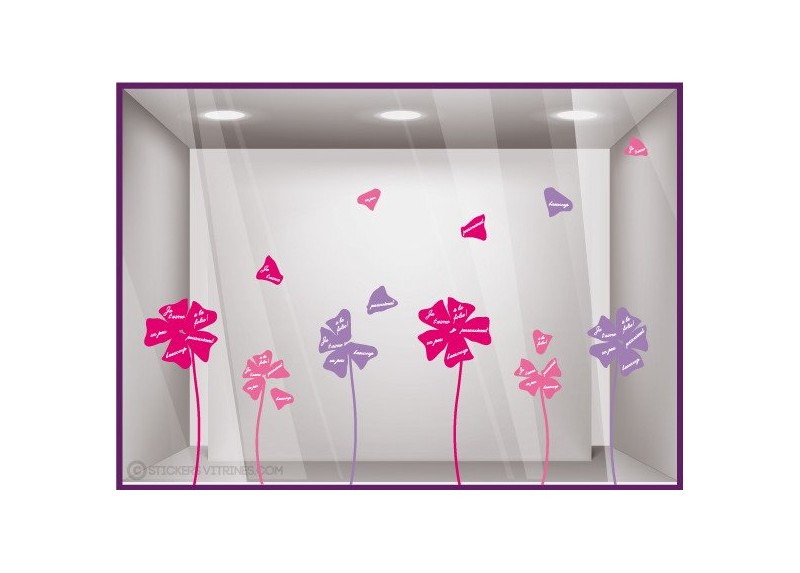 Kit de Stickers Marguerites fleur saint valentin fete des meres clalicot vitrophanie vitre vitrine mode bijouterie