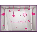 Kit de Stickers Un Amour de Saint Valentin vitrine devanture calicot lettrage adhesif vitrophanie boutique bijouterie mode vitre