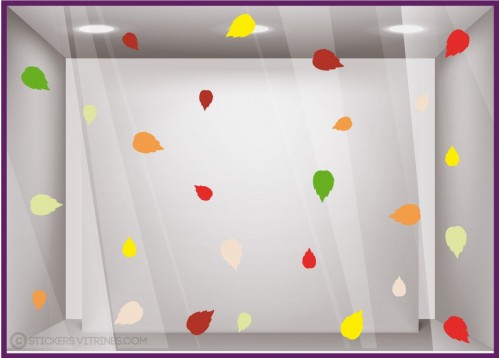 Stickers-Feuilles d Automne-decoration-vitrine-devanture-feuilles mortes-fleuriste-calicot