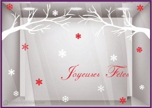 Kit de Stickers Joyeuses Fêtes Noël vitres magasins de mode décoration 