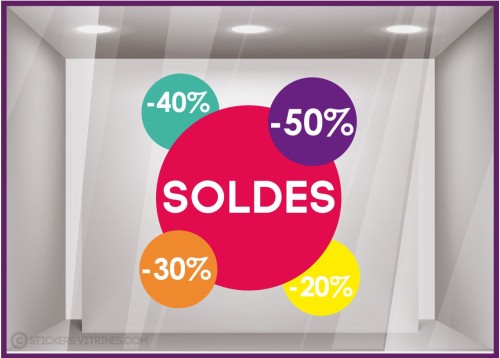 Sticker Pastille Soldes Pourcentages