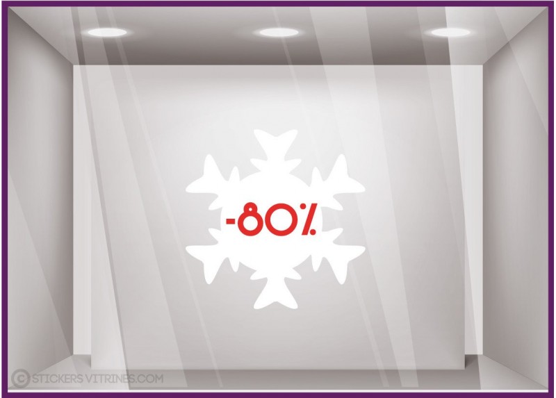 Sticker Promotion Flocon -80% pourcentage soldes destockage braderie liquidation offre promotionnelle mode sport hiver