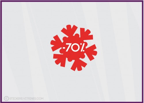 Sticker Promotion Flocon -70% soldes mode hiver noel destockage braderie liquidation sport offre promotionnelle pourcentage