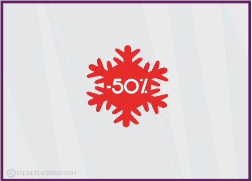 Sticker Promotion Flocon -50% soldes hiver sport mode lettrage adhesif pourcentage destockage braderie liquidation