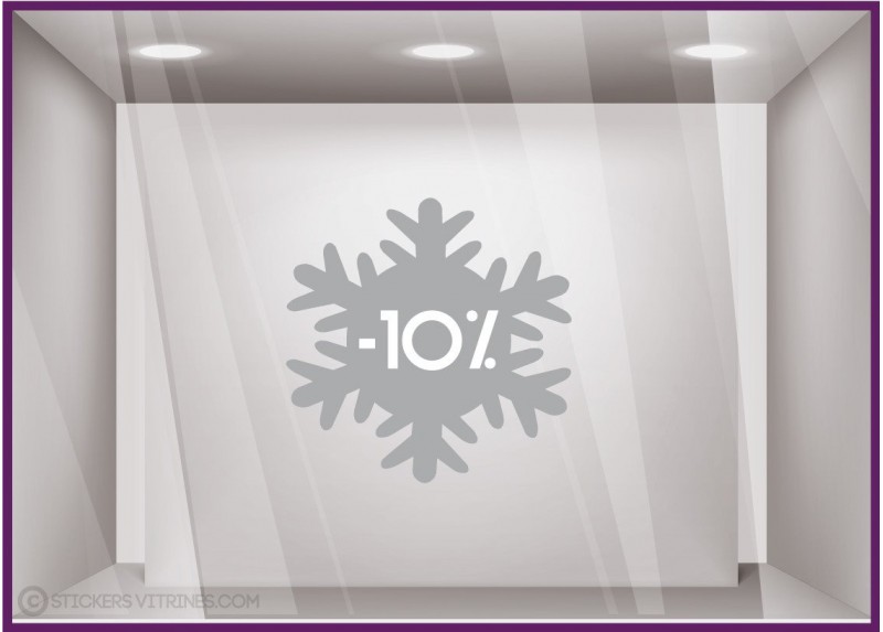 Sticker Promotion Flocon -10% soldes hiver sport mode devanture destockage braderie liquidation neige parfumerie