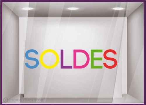 Sticker Soldes Multicolore mode maroquinerie bijouterie opticien été promotions destockage braderie liquidation vitrine 