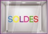 Sticker Soldes Multicolore mode maroquinerie bijouterie opticien été promotions destockage braderie liquidation vitrine 