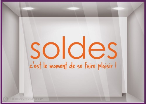 Sticker Soldes Plaisir destockage braderie liquidation promotions maroquinerie mode bijouterie devanture lettrage adhesif