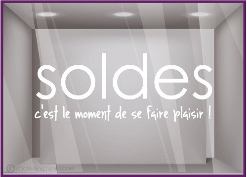 Sticker Soldes Plaisir destockage braderie liquidation promotions maroquinerie mode bijouterie devanture lettrage adhesif