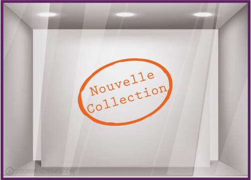 Sticker Nouvelle Collection Tampon magasin mode boutique commerce vitrine devanture bijouterie adhesif lettrage