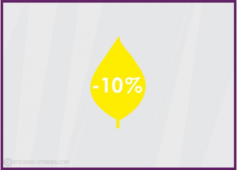 Sticker-Promotion Feuille -10%-Soldes-automne-vitrine-devanture-boutique-pourcentage-promotion