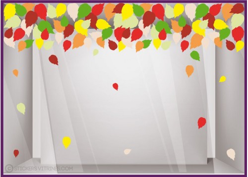 Sticker Frise de Feuilles d'Automne idee decoration boutique calicot lettrage adhesif geant 