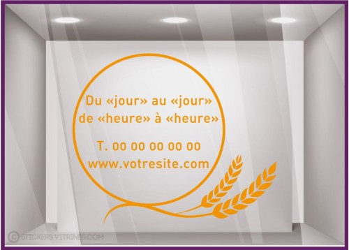 Sticker Horaires à personnaliser spécial Boulangerie Autocollant Adhésif Devanture Magasin Vitrine Pâtisserie 