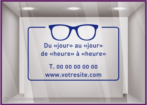 Sticker Horaires `a personnaliser spécial Opticien