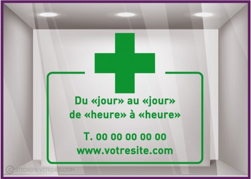 Sticker Horaires a personnaliser spécial pharmacie