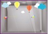 Kit de Stickers Cerfs-volants Montgolfières nuage calicot vitrine commerce boutique adhesif vitrophanie