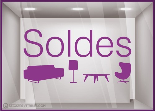 Sticker Soldes meubles décoration accessoires destockage braderie demarque liquidation calicot vitrophanie lettrage adhésif