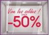 Sticker Vive les Soldes calicot vitrophanie adhésif autocollant géant commerce magasin boutique 