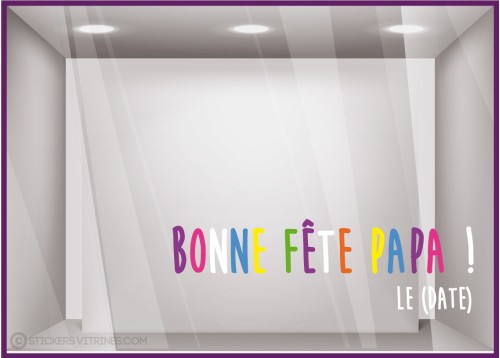 Sticker Lettrage Bonne Fête Papa Multicolore lettrage adhesif autocollant texte mode bijouterie maroquinerie peres 