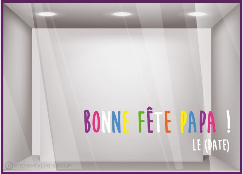 Sticker Lettrage Bonne Fête Papa Multicolore lettrage adhesif autocollant texte mode bijouterie maroquinerie peres 