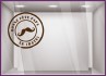 Sticker Tampon bonne Fête Papa père moustache vitrophanie pret a porter coiffeur maroquinerie caviste devanture commerce 