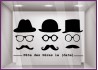 Sticker Fête des Pères papas mode chapeau lunette opticien parfumerie accessoire lettrage adhesif calicot devanture commerce