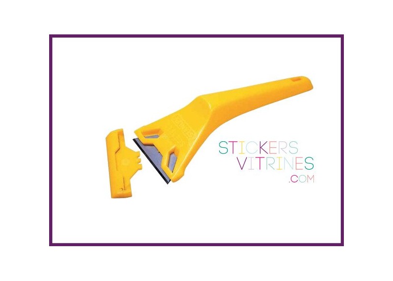 Gratte-Vitres pour décoller des stickers vitrine commerce magasin vitrophanie dépose autocollant adhésif