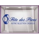 Sticker Montre Fête des Pères papas bijouterie horlogerie lettrage adhésif autocollant devanture vitrine calicot vitrophanie