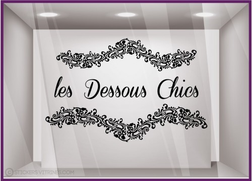 Sticker les dessous chics boutique mode lingerie devanture calicot vitrine saint valentin lettrage adhesif autocollant