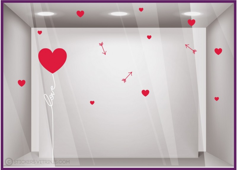 Autocollant sticker vitrophanie deco st valentin vitrine devanture vitrophanie mode vitre bijouterie maroquinerie calicot adhesi