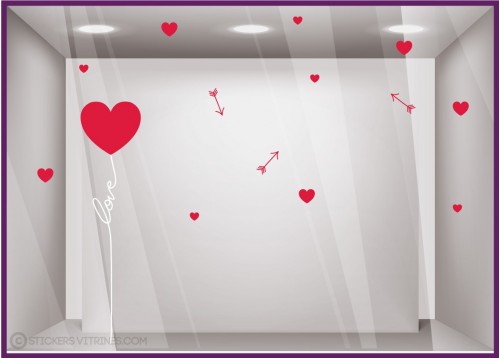 Autocollant sticker vitrophanie deco st valentin vitrine devanture vitrophanie mode vitre bijouterie maroquinerie calicot adhesi