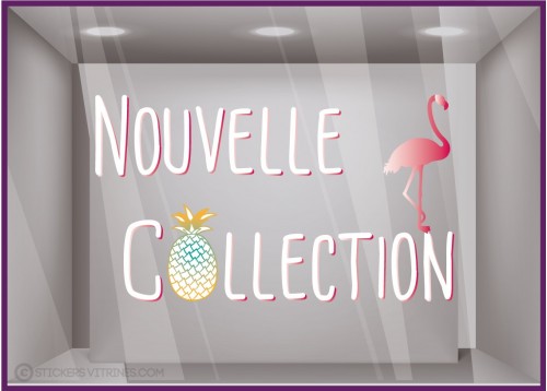 Sticker Nouvelle Collection Flamant Rose Ananas