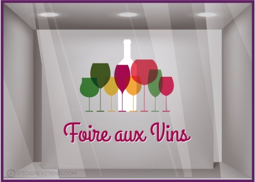 Sticker Foire aux Vins Verres devanture de magasin beaujolais caviste supermarche restaurant promotions