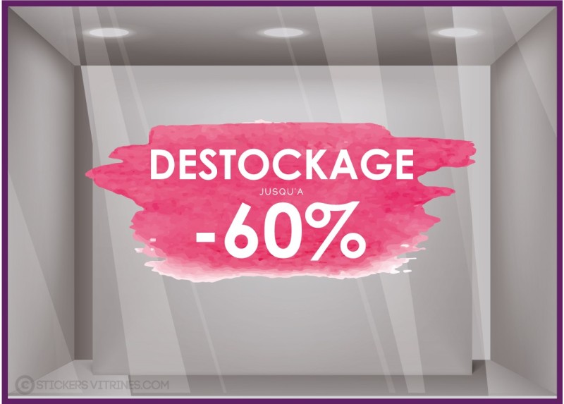 Sticker Destockage Aquarelle adhésif autocollant été lettrage  publicitaire magasin