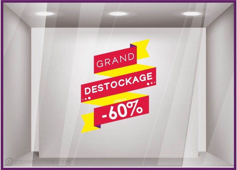 Sticker Ruban Destockage adhésif autocollant vitrine magasin boutique calicot vitrophanie